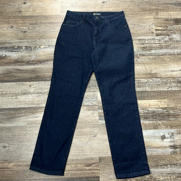 Lee Petite Relaxed Fit Straight Leg High Rise Blue Jeans Slims Sz 8P No Sz Tag - Picture 2 of 11